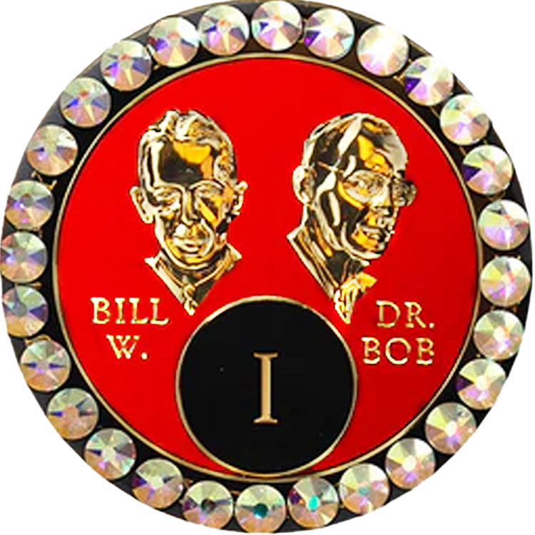 Bill & Bob Red Coin with Aurora Borealis - Recovery Medallion from Choices Books & Gifts
