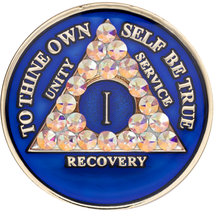 Blue AA Chip with Aurora Borealis - Recovery Medallion from Choices Books & Gifts