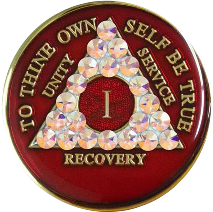 Red AA Medallion with Aurora Borealis - Recovery Medallion from Choices Books & Gifts