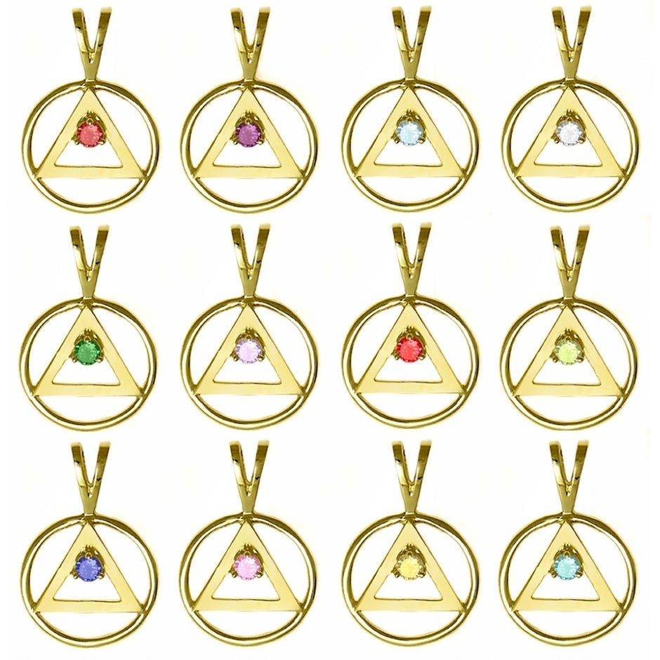 AG04. AA Birthstone Pendant - 12 Colors, 14kt Gold. - Premium Jewelry from 12 Step Gold by Jonathan Friedman - Just $215! Shop now at Choices Books & Gifts