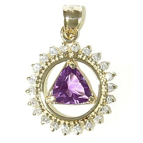 AG08.  AA Birthstone Pendant - Amethyest, 14kt Gold. - Premium Jewelry from 12 Step Gold by Jonathan Friedman - Just $1895! Shop now at Choices Books & Gifts
