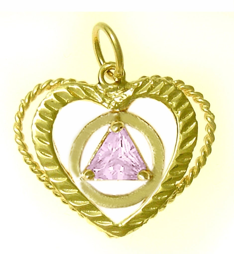 AG09.   AA Birthstone Pendant - 12 Colors, 14kt Gold. - Premium Jewelry from 12 Step Gold by Jonathan Friedman - Just $215! Shop now at Choices Books & Gifts