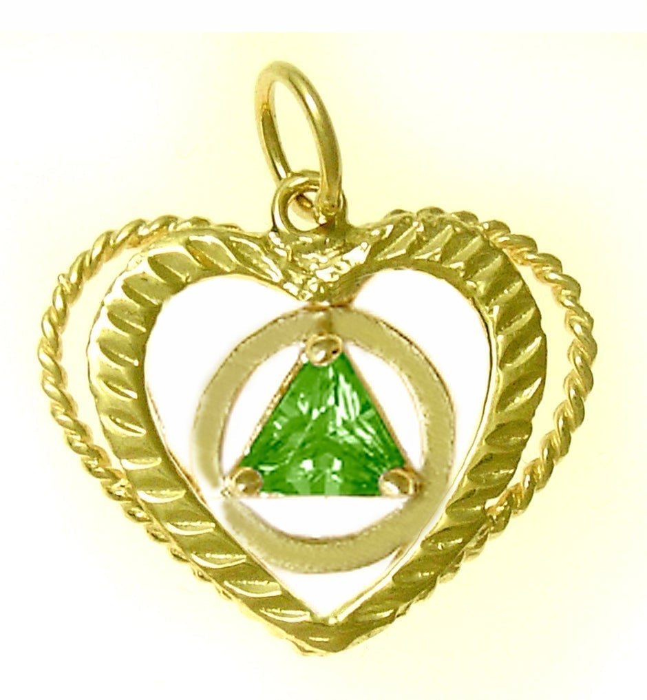 AG09.   AA Birthstone Pendant - 12 Colors, 14kt Gold. - Premium Jewelry from 12 Step Gold by Jonathan Friedman - Just $215! Shop now at Choices Books & Gifts
