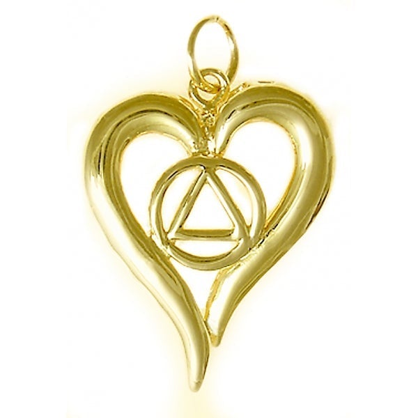 AG11. AA in a Open Heart Pendant, 14kt Gold. - Premium Jewelry from 12 Step Gold by Jonathan Friedman - Just $349! Shop now at Choices Books & Gifts