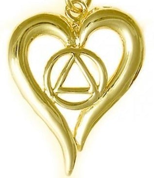 AG11. AA in a Open Heart Pendant, 14kt Gold. - Premium Jewelry from 12 Step Gold by Jonathan Friedman - Just $349! Shop now at Choices Books & Gifts