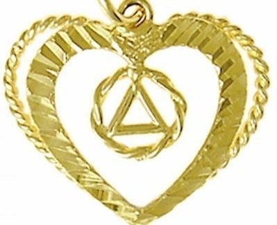 AG12. AA Circle Heart Pendant, 14kt Gold. - Premium Jewelry from 12 Step Gold by Jonathan Friedman - Just $159! Shop now at Choices Books & Gifts