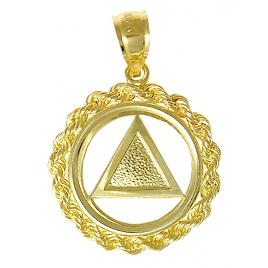 AG13. AA Rope Style Circle Pendant, 14kt Gold. - Premium Jewelry from 12 Step Gold by Jonathan Friedman - Just $380! Shop now at Choices Books & Gifts