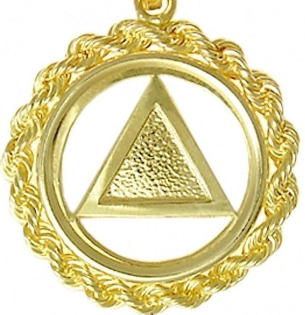 AG13. AA Rope Style Circle Pendant, 14kt Gold. - Premium Jewelry from 12 Step Gold by Jonathan Friedman - Just $380! Shop now at Choices Books & Gifts