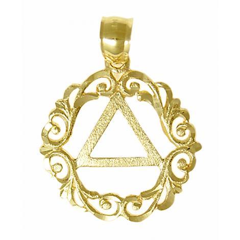AG15.  AA in a Scroll Style Circle Pendant. 14KT Gold. - Premium Jewelry from 12 Step Gold by Jonathan Friedman - Just $435! Shop now at Choices Books & Gifts