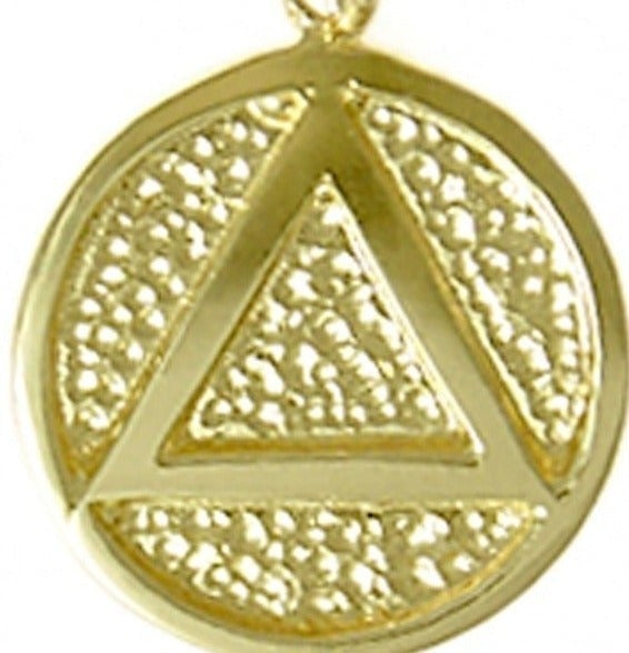 AG16. AA Gold Circle Pendant, 14kt Gold. - Premium Jewelry from 12 Step Gold by Jonathan Friedman - Just $225! Shop now at Choices Books & Gifts