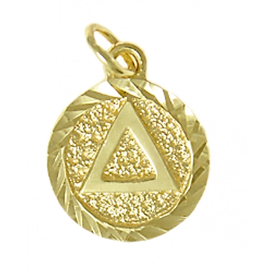 AG18. AA Gold Circle Pendant, 14kt Gold. - Premium Jewelry from 12 Step Gold by Jonathan Friedman - Just $162! Shop now at Choices Books & Gifts