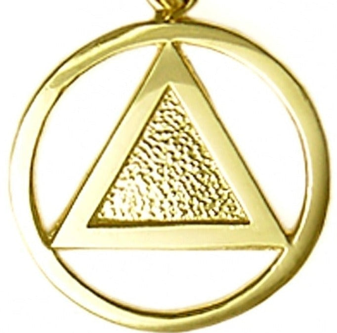 AG24. AA Textured Triangle, Medium Size Pendant, 14KT Gold. - Premium Jewelry from 12 Step Gold by Jonathan Friedman - Just $205! Shop now at Choices Books & Gifts