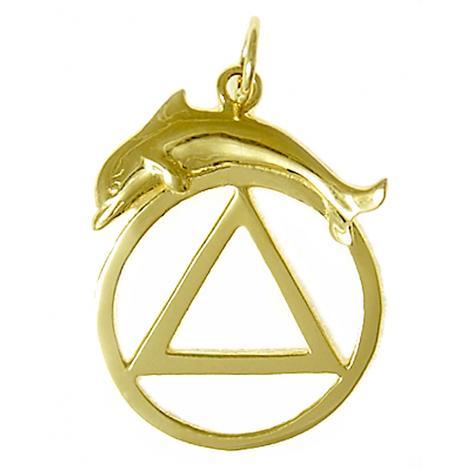 AG35a40. AA w Dolphin Pendant, 14KT Gold. - Premium Jewelry from 12 Step Gold by Jonathan Friedman - Just $270! Shop now at Choices Books & Gifts