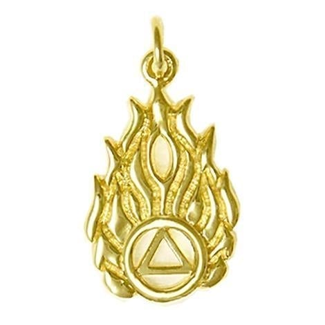AG36. AA in Flames Pendant, 14KT Gold. - Premium Jewelry from 12 Step Gold by Jonathan Friedman - Just $299! Shop now at Choices Books & Gifts