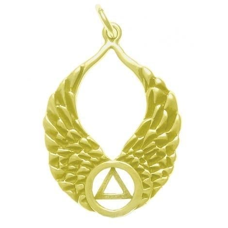 AG37. AA w Angel Wings Pendant, 14KT Gold. - Premium Jewelry from 12 Step Gold by Jonathan Friedman - Just $399! Shop now at Choices Books & Gifts