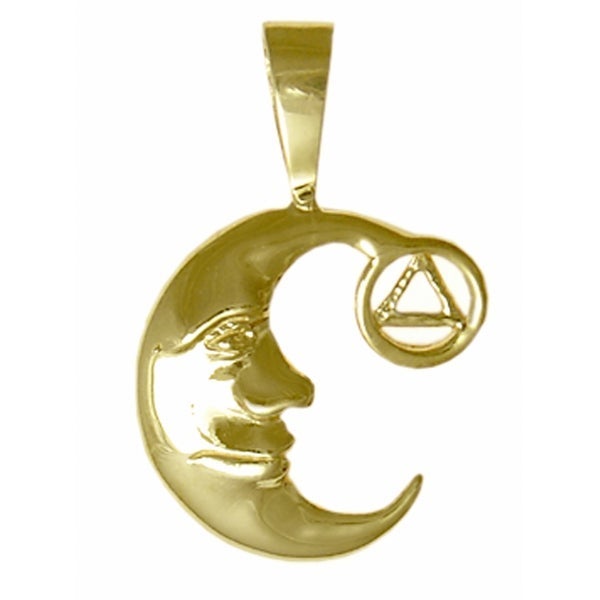 AG38. AA Moon and Star Pendant, 14KT Gold. - Premium Jewelry from 12 Step Gold by Jonathan Friedman - Just $305! Shop now at Choices Books & Gifts