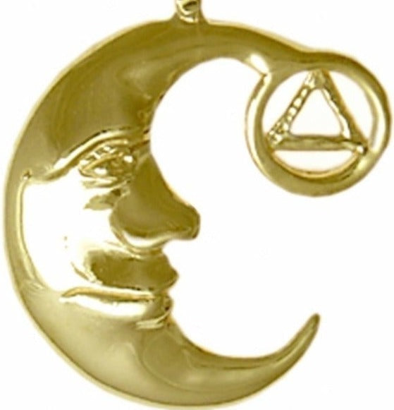 AG38. AA Moon and Star Pendant, 14KT Gold. - Premium Jewelry from 12 Step Gold by Jonathan Friedman - Just $305! Shop now at Choices Books & Gifts