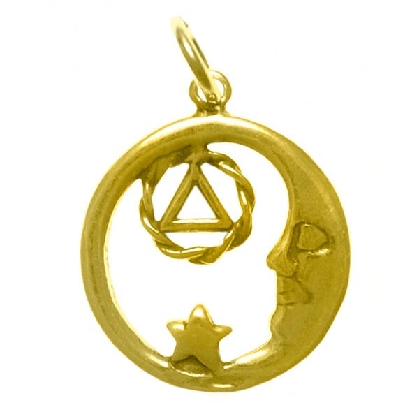 AG39. AA Moon and Star Pendant, 14KT Gold. - Premium Jewelry from 12 Step Gold by Jonathan Friedman - Just $207! Shop now at Choices Books & Gifts