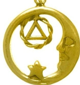 AG39. AA Moon and Star Pendant, 14KT Gold. - Premium Jewelry from 12 Step Gold by Jonathan Friedman - Just $207! Shop now at Choices Books & Gifts
