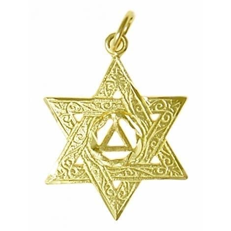 AG49a. AA in a Jewish Star Pendant, 14KT Gold. - Premium Jewelry from 12 Step Gold by Jonathan Friedman - Just $270! Shop now at Choices Books & Gifts