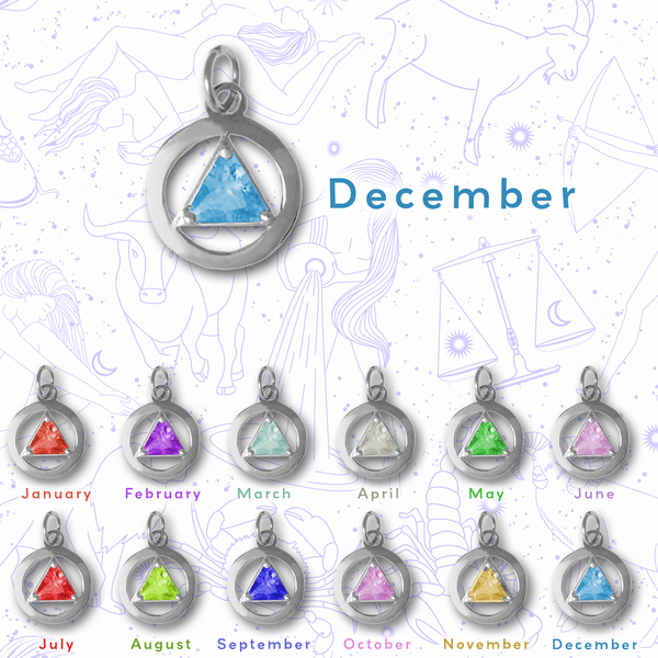 AS01. AA Circle Pendant, Birthstones. Sterling Silver. - Premium Jewelry from 12 Step Gold by Jonathan Friedman - Just $29.95! Shop now at Choices Books & Gifts
