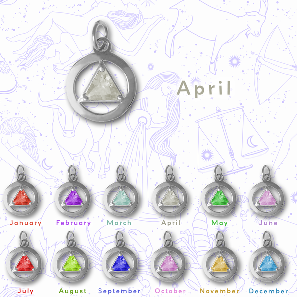 AS01. AA Circle Pendant, Birthstones. Sterling Silver. - Premium Jewelry from 12 Step Gold by Jonathan Friedman - Just $29.95! Shop now at Choices Books & Gifts