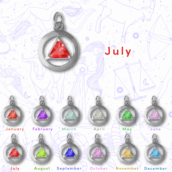 AS01. AA Circle Pendant, Birthstones. Sterling Silver. - Premium Jewelry from 12 Step Gold by Jonathan Friedman - Just $29.95! Shop now at Choices Books & Gifts