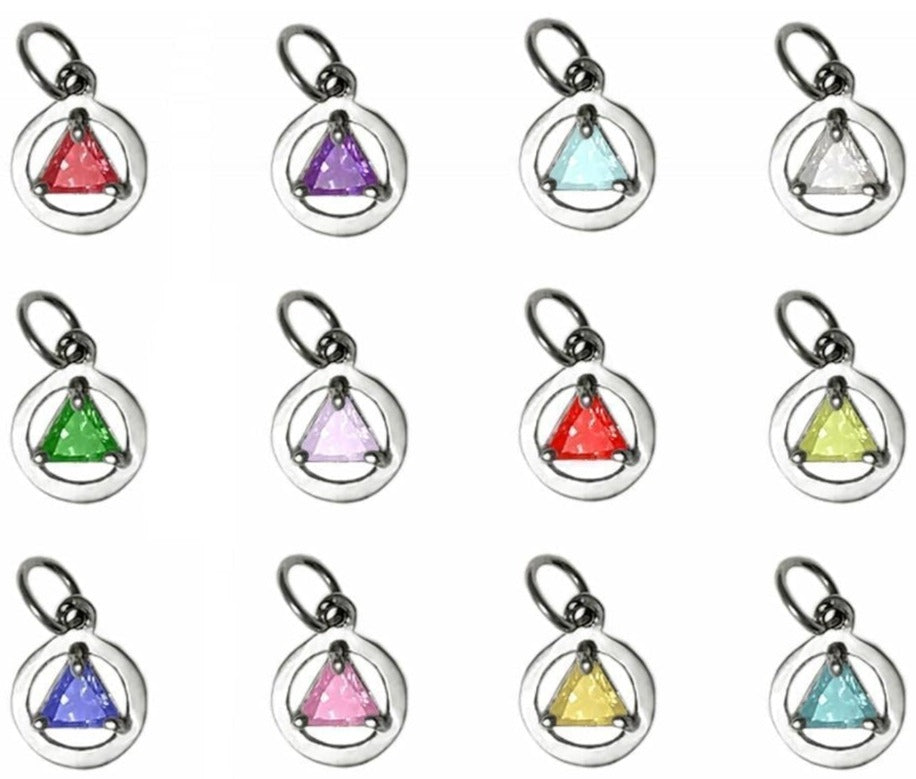 AS02. AA Birthstone Pendant - 12 Colors, Silver Gold. - Premium Jewelry from 12 Step Gold by Jonathan Friedman - Just $19.95! Shop now at Choices Books & Gifts
