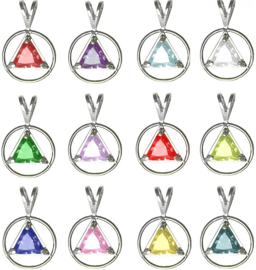 AS03.  AA Symbol Birthstone Crystal in. Sterling Silver. - Premium Jewelry from 12 Step Gold by Jonathan Friedman - Just $29.95! Shop now at Choices Books & Gifts