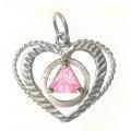 Nk08. AA Sterling Heart Pendant, Birthstones.-Choices Books & Gifts