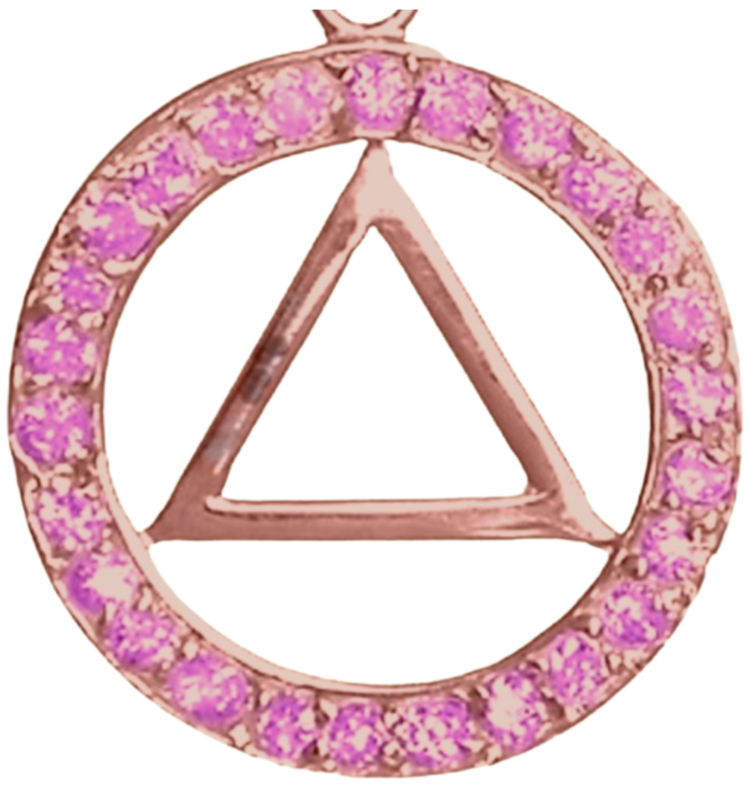 AS11.  AA Symbol in a Circle of Crystals Pendant. Sterling Silver. - Premium Jewelry from 12 Step Gold by Jonathan Friedman - Just $25! Shop now at Choices Books & Gifts