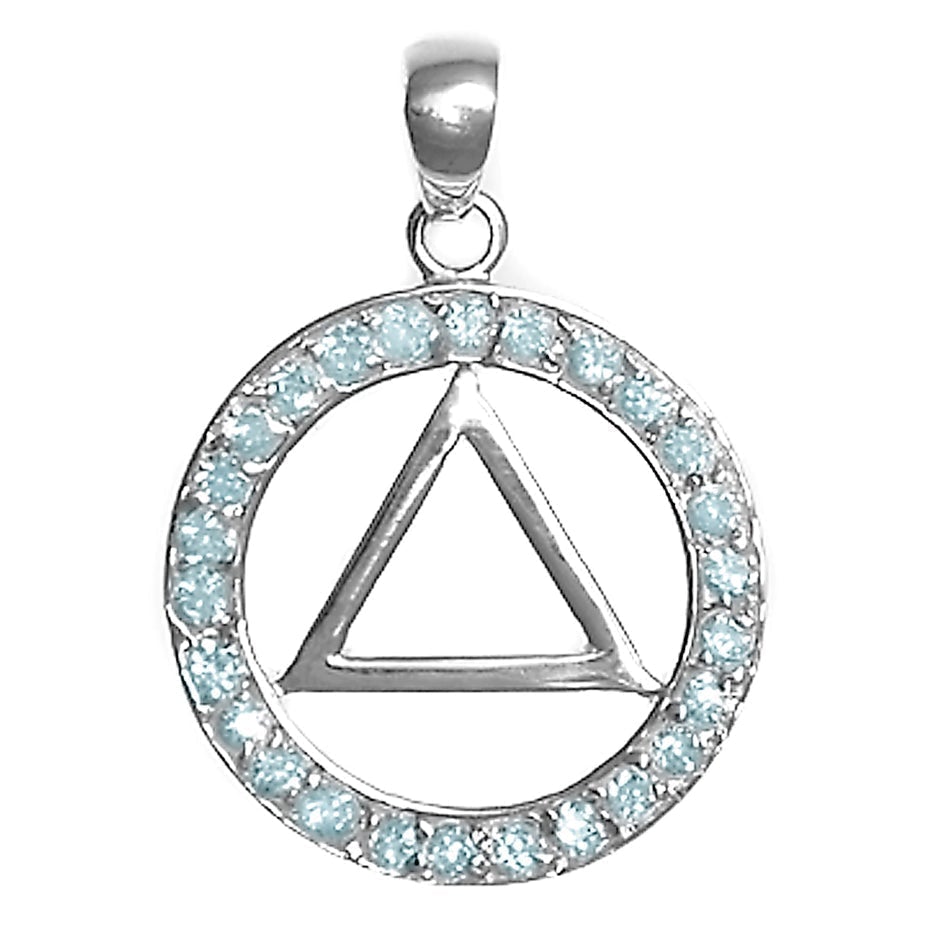 AS12.  AA Symbol in a Circle of Crystals Pendant. Sterling Silver. - Premium Jewelry from 12 Step Gold by Jonathan Friedman - Just $25! Shop now at Choices Books & Gifts
