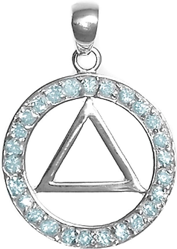 AS12.  AA Symbol in a Circle of Crystals Pendant. Sterling Silver. - Premium Jewelry from 12 Step Gold by Jonathan Friedman - Just $25! Shop now at Choices Books & Gifts