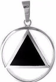AS16.  AA Sterling Black Triangle Pendant (Large), 923. - Premium Jewelry from 12 Step Gold by Jonathan Friedman - Just $49.95! Shop now at Choices Books & Gifts