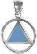 AS19. AA Sterling Blue Enamel Triangle Pendant (Medium), 922. - Premium Jewelry from 12 Step Gold by Jonathan Friedman - Just $29.95! Shop now at Choices Books & Gifts
