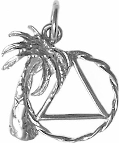 AS35. AA Symbol in Twist Wire Circle Medium Size. Sterling Silver. - Premium Jewelry from 12 Step Gold by Jonathan Friedman - Just $15! Shop now at Choices Books & Gifts