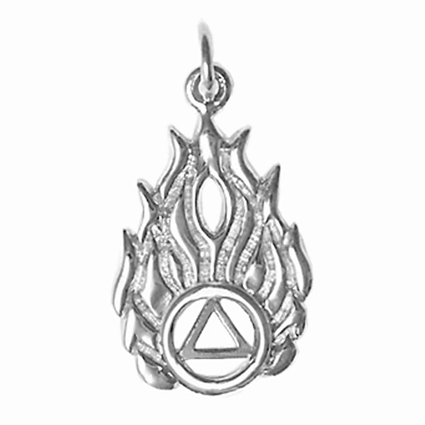 AS37.  AA Symbol in Flames. Sterling Silver. - Premium Jewelry from 12 Step Gold by Jonathan Friedman - Just $20! Shop now at Choices Books & Gifts
