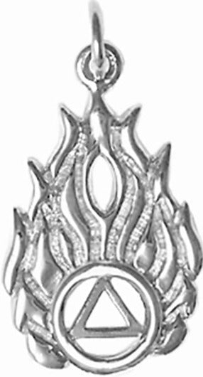 AS37.  AA Symbol in Flames. Sterling Silver. - Premium Jewelry from 12 Step Gold by Jonathan Friedman - Just $20! Shop now at Choices Books & Gifts