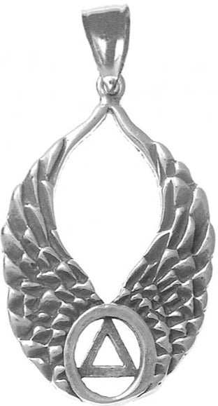 AS39.  AA Symbol on Beautiful Angel Wings. Sterling Silver. - Premium Jewelry from 12 Step Gold by Jonathan Friedman - Just $60! Shop now at Choices Books & Gifts