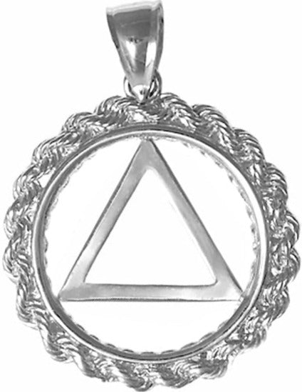 AS44. AA Symbol in a Rope Style Circle, Medium Size. Sterling Silver. - Premium Jewelry from 12 Step Gold by Jonathan Friedman - Just $25! Shop now at Choices Books & Gifts