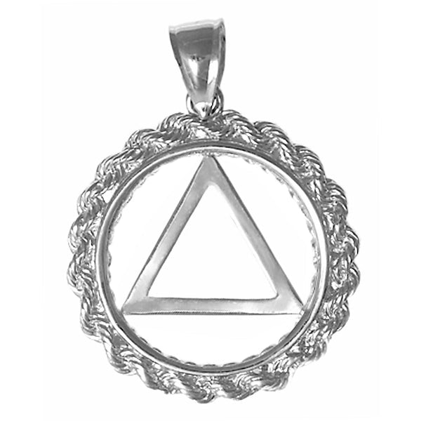 AS44. AA Symbol in a Rope Style Circle, Medium Size. Sterling Silver. - Premium Jewelry from 12 Step Gold by Jonathan Friedman - Just $25! Shop now at Choices Books & Gifts