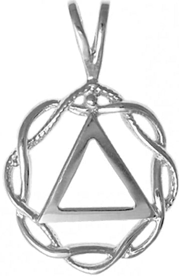 AS46. AA Symbol in a Basket Weave Circle, Medium Size. Sterling Silver. - Premium Jewelry from 12 Step Gold by Jonathan Friedman - Just $25! Shop now at Choices Books & Gifts