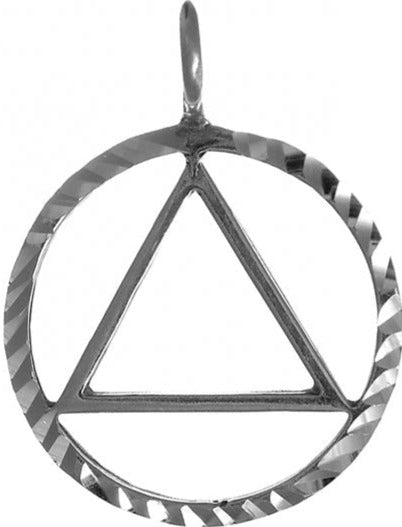 AS54.  AA Circle Triangle Pnts, Lrg/Med Size. . Sterling Silver. - Premium Jewelry from 12 Step Gold by Jonathan Friedman - Just $20! Shop now at Choices Books & Gifts