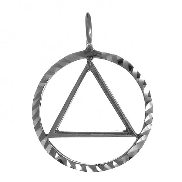 AS54.  AA Circle Triangle Pnts, Lrg/Med Size. . Sterling Silver. - Premium Jewelry from 12 Step Gold by Jonathan Friedman - Just $20! Shop now at Choices Books & Gifts