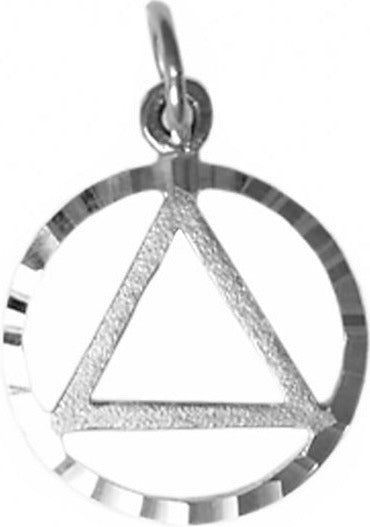 AS55. AA Circle Triangle in a Diamond Cut Circle, . Sterling Silver. - Premium Jewelry from 12 Step Gold by Jonathan Friedman - Just $15! Shop now at Choices Books & Gifts