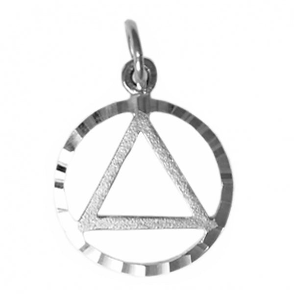 AS55. AA Circle Triangle in a Diamond Cut Circle, . Sterling Silver. - Premium Jewelry from 12 Step Gold by Jonathan Friedman - Just $15! Shop now at Choices Books & Gifts
