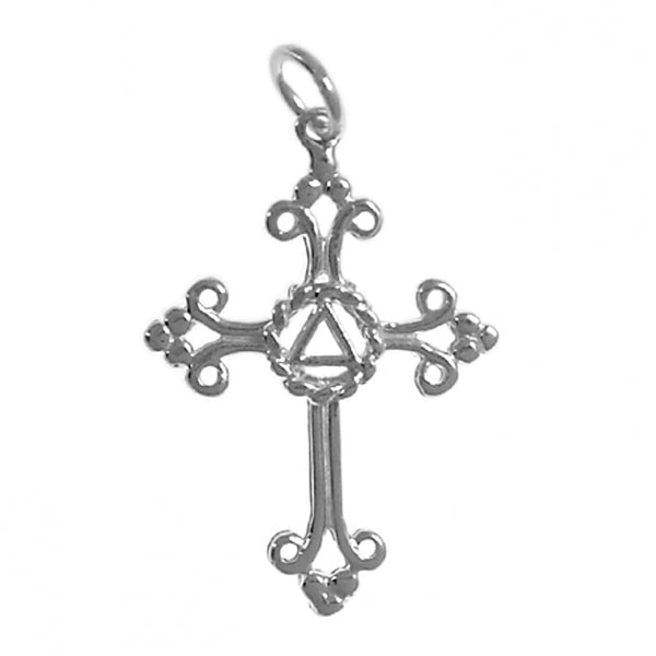 AS63.  AA Symbol Set in a Open Cross, . Sterling Silver. - Premium Jewelry from 12 Step Gold by Jonathan Friedman - Just $15! Shop now at Choices Books & Gifts