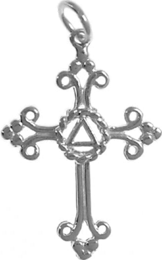 AS63.  AA Symbol Set in a Open Cross, . Sterling Silver. - Premium Jewelry from 12 Step Gold by Jonathan Friedman - Just $15! Shop now at Choices Books & Gifts