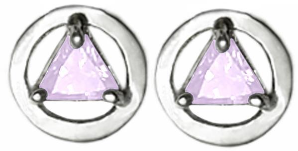 ASE01.  AA Birthstone Drop Earrings. Sterling Silver. - Premium Jewelry from 12 Step Gold by Jonathan Friedman - Just $25! Shop now at Choices Books & Gifts