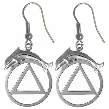 ASE07. AA Symbol with a Dolphin. Sterling Silver. - Premium Jewelry from 12 Step Gold by Jonathan Friedman - Just $50! Shop now at Choices Books & Gifts